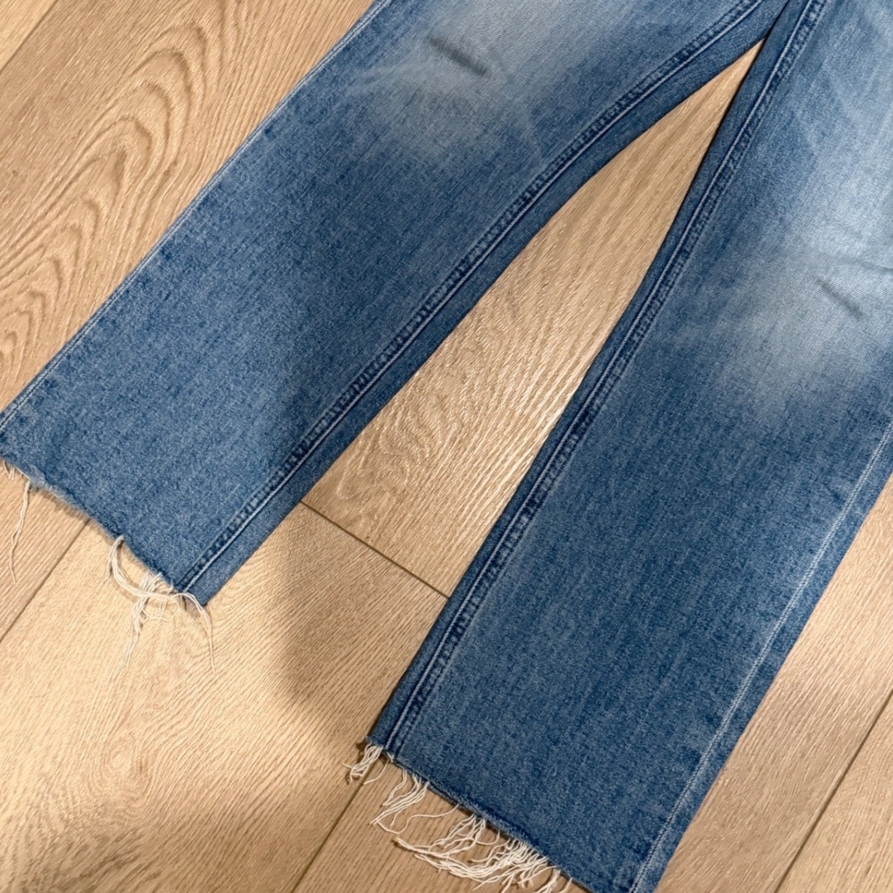Mother The Pixie Dazzler Ankle Fray Jeans Boogie Down Blue High Rise 29 - Picture 2 of 7